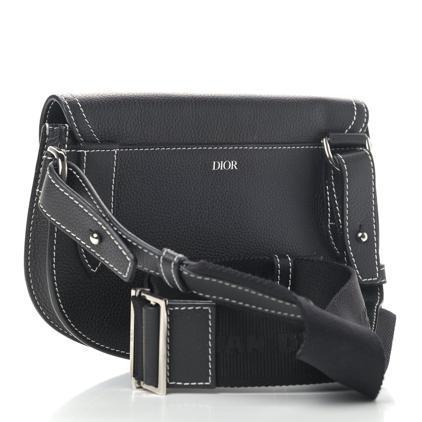 X KAWS Grained Calfskin Saddle Pouch Black