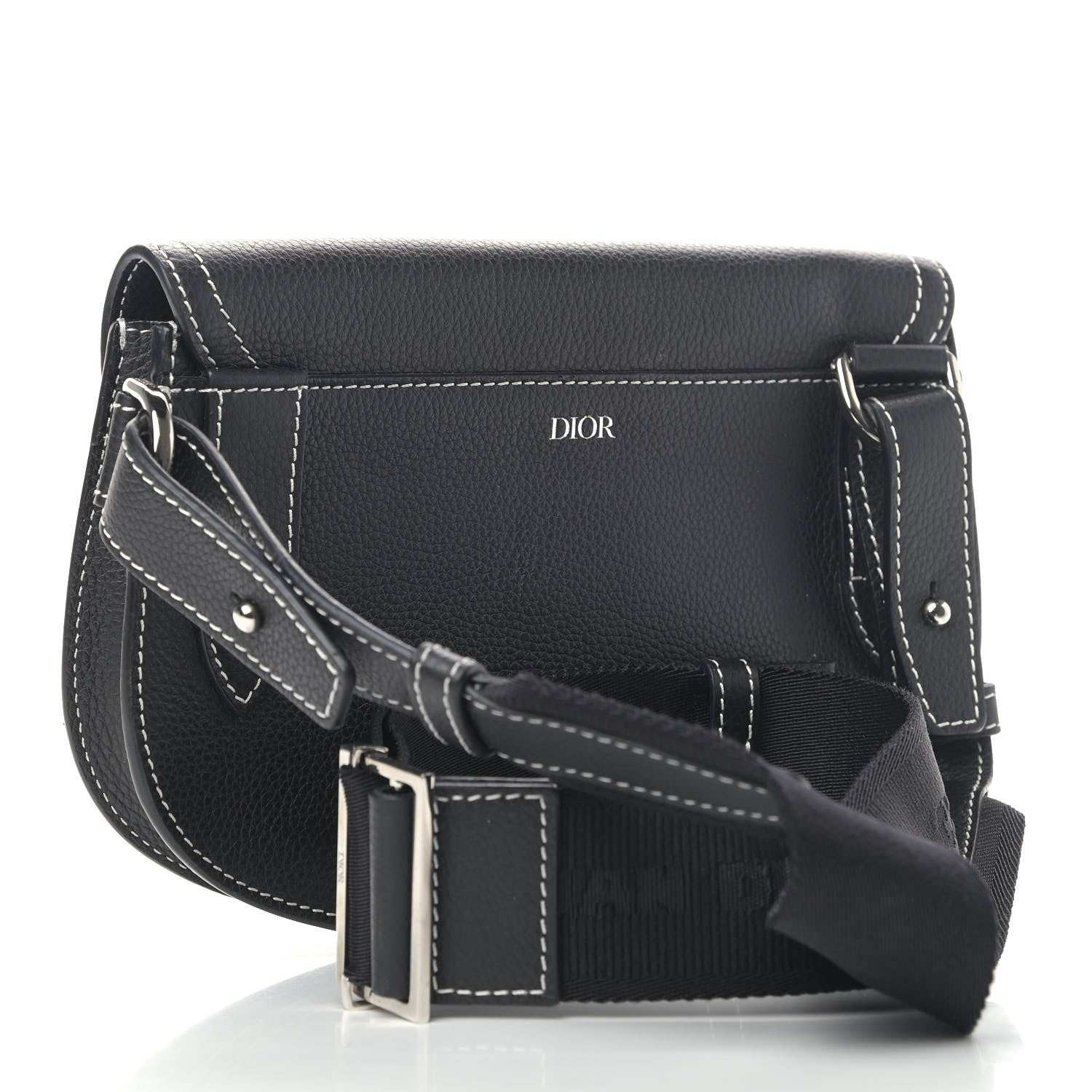 Christian Dior X KAWS Grained Calfskin Saddle Pouch Black 2 of 11
