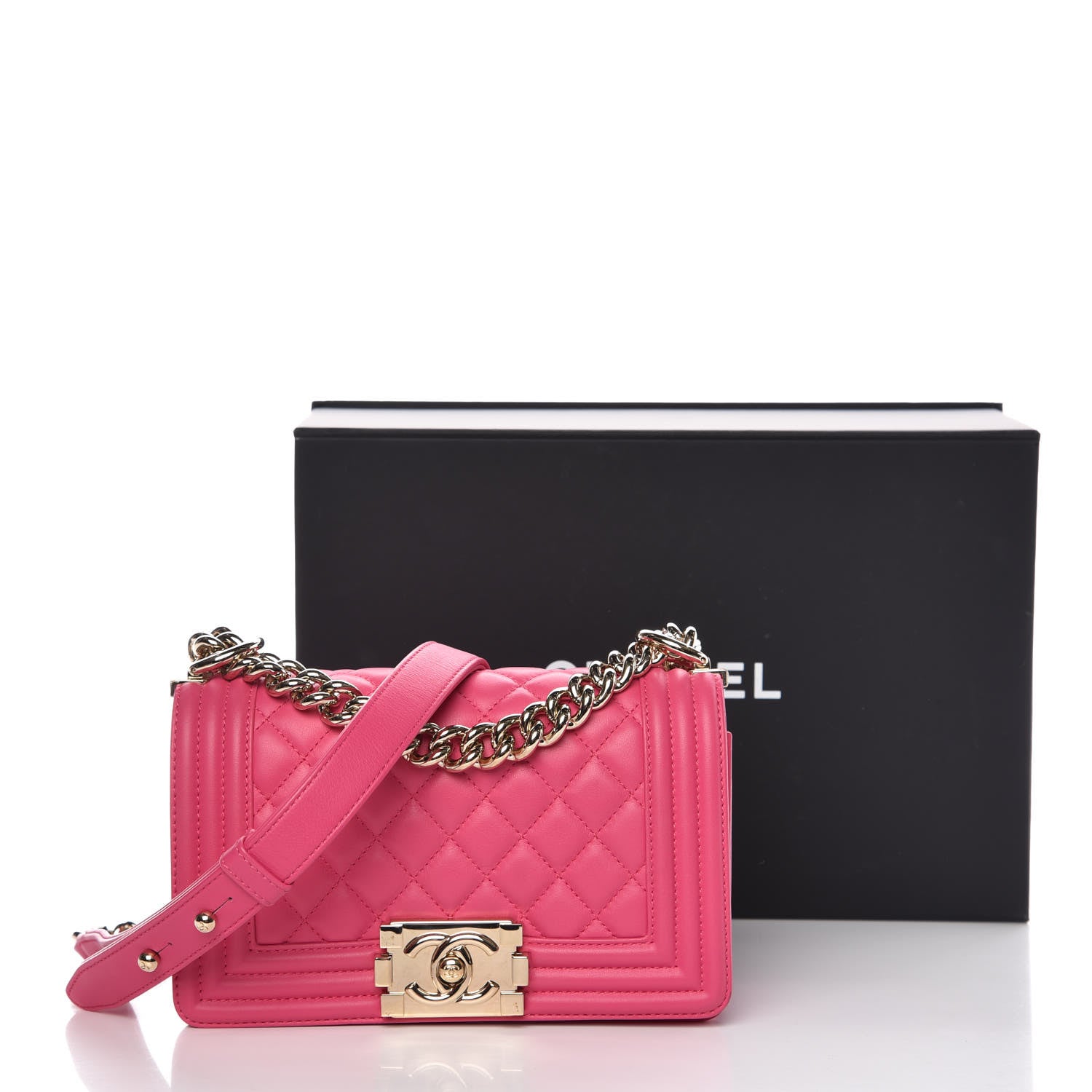 Chanel Calfskin Quilted Small Boy Flap Fuchsia 9 of 9