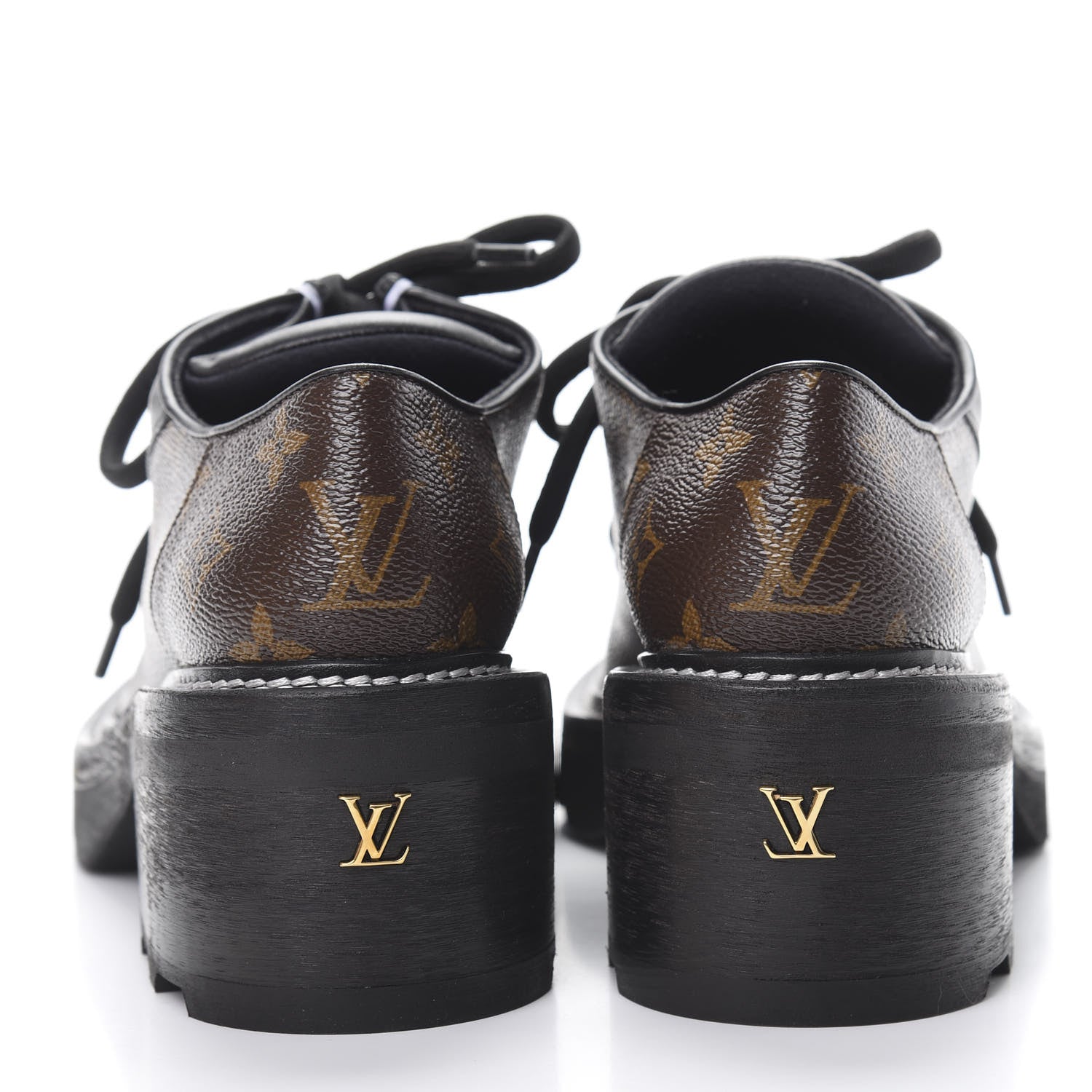 Louis Vuitton Monogram Calfskin Beaubourg Platform Derby Shoes 39 Brown 5 of 9