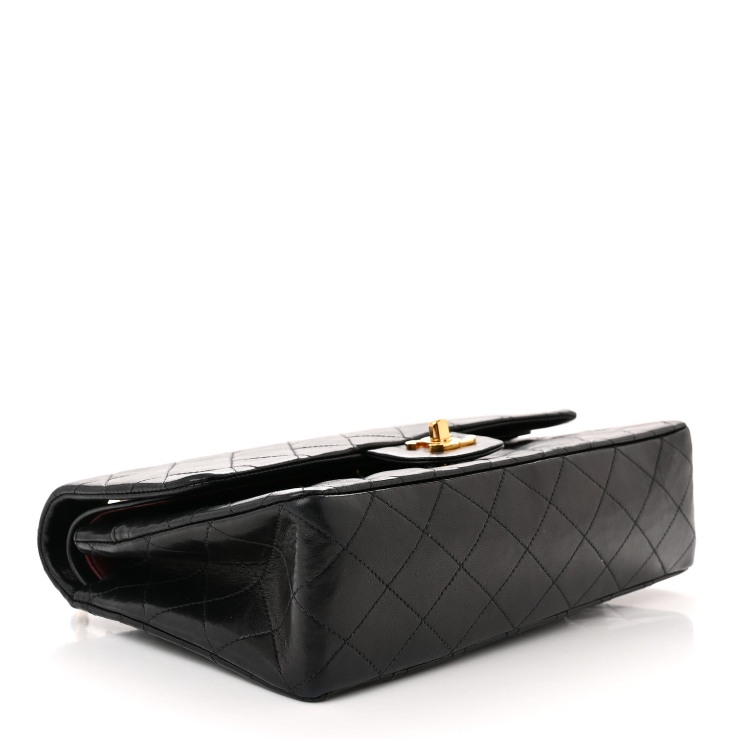 Lambskin Quilted Medium Double Flap Black