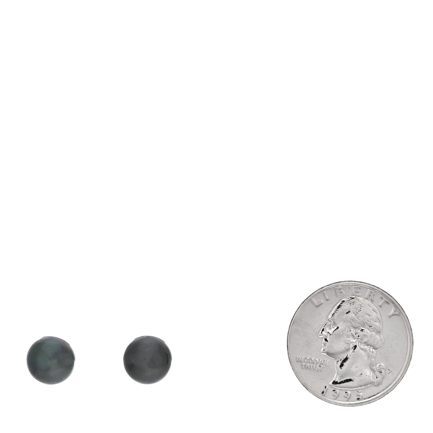 18K White Gold Tahitian Black Pearl 9-9.5mm Stud Earrings