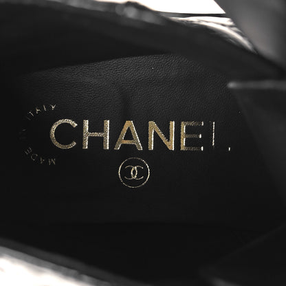 Chanel Shiny Goatskin Calfskin Quilted Lace Up Combat Boots 38 Black 8 of 8