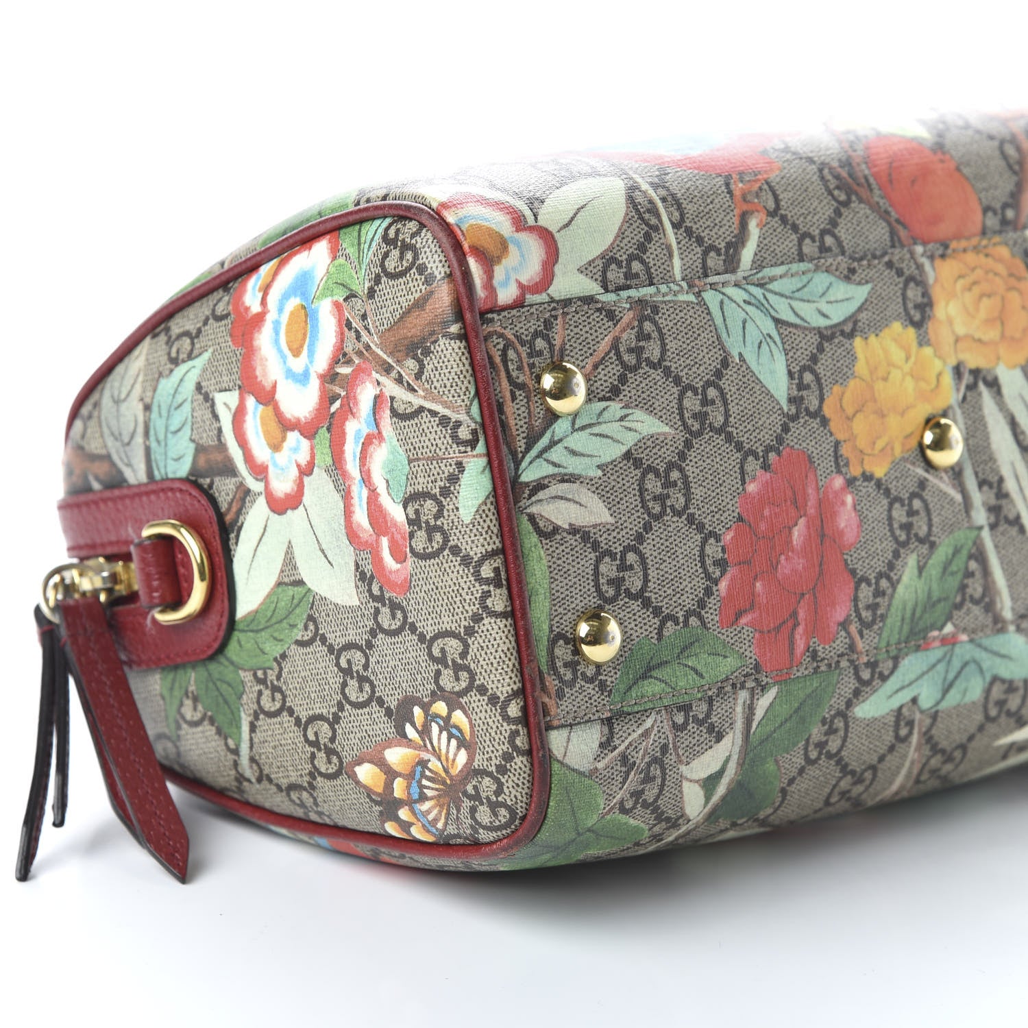 Gucci GG Supreme Monogram Tian Small Boston Beige Multicolor Red 6 of 11