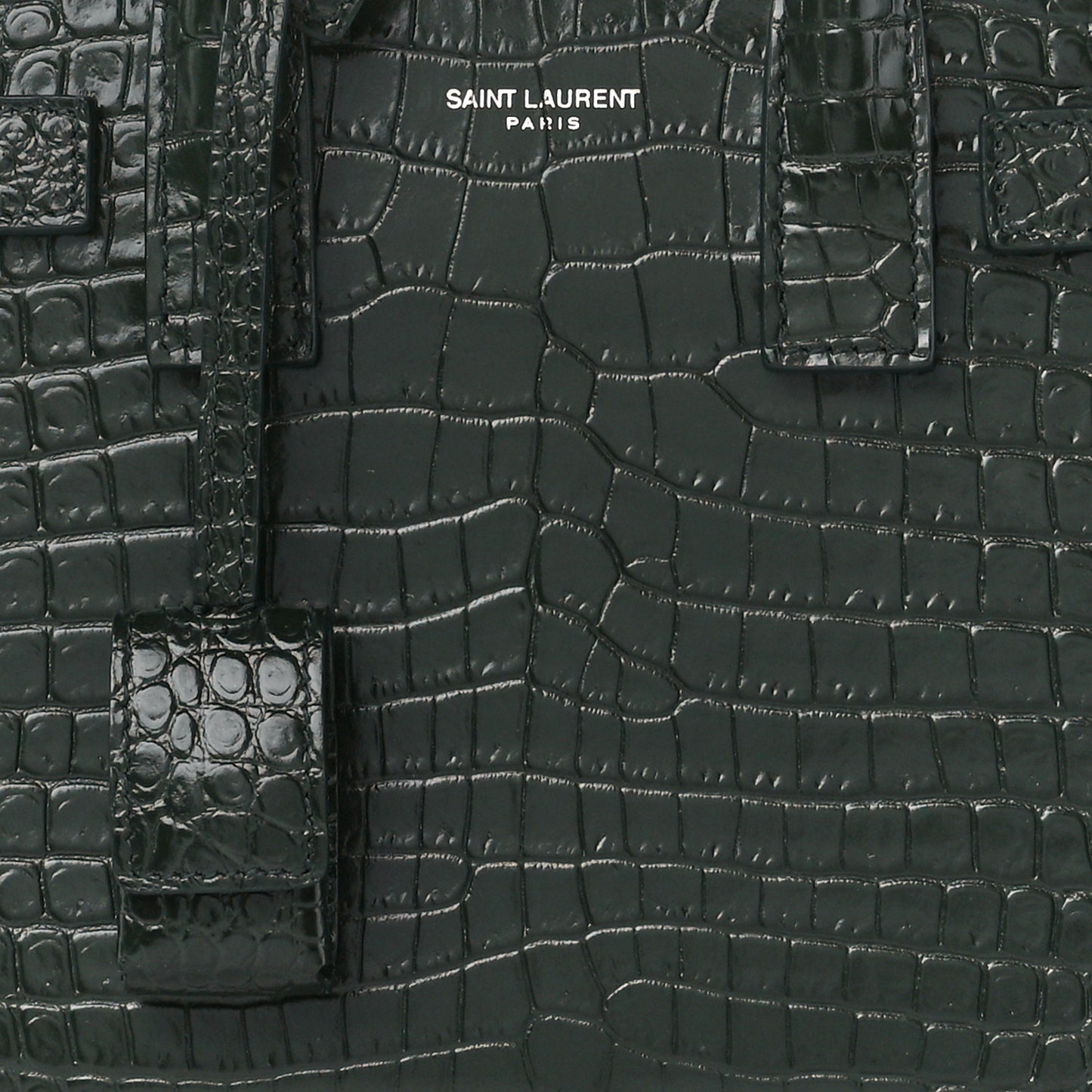 Calfskin Crocodile Embossed Nano Sac De Jour Dark Green