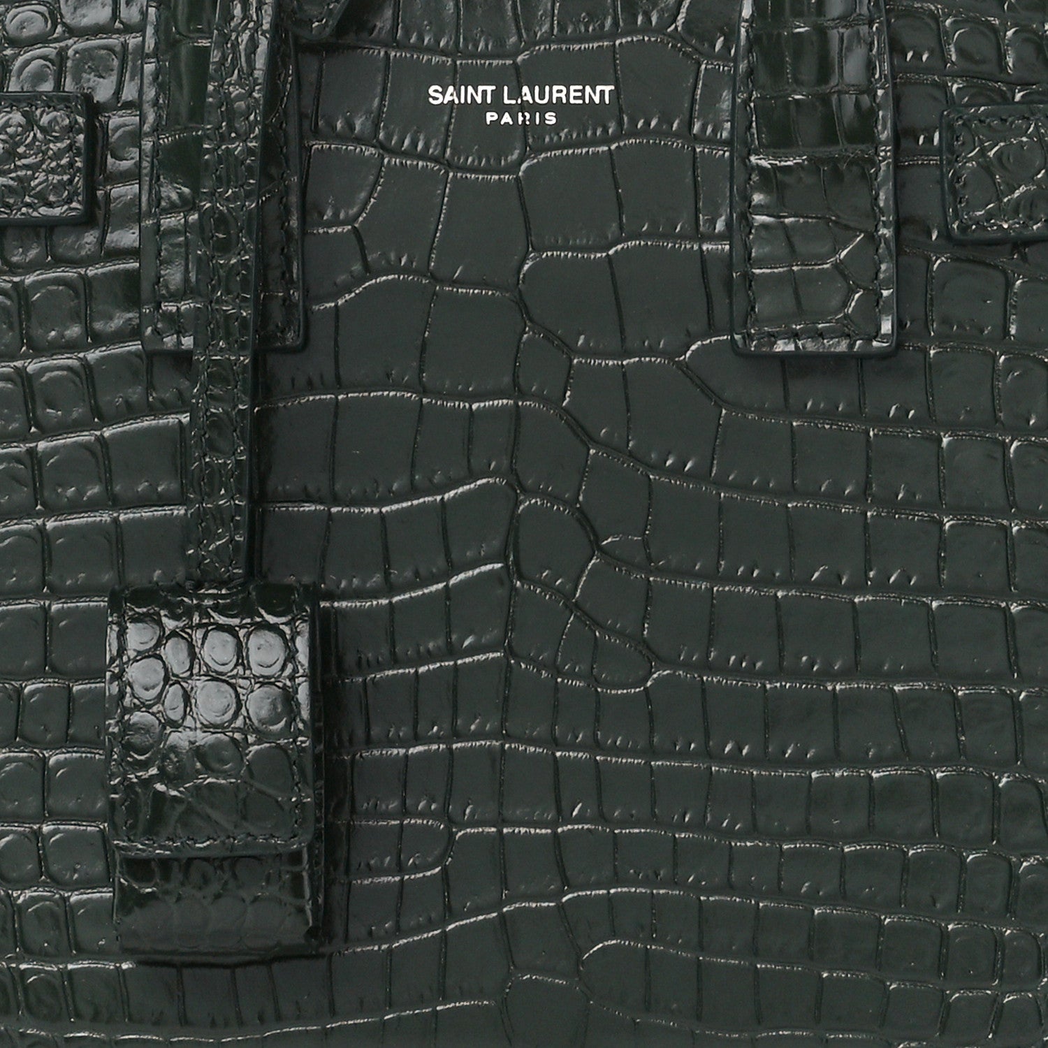Saint Laurent Calfskin Crocodile Embossed Nano Sac De Jour Dark Green 9 of 12