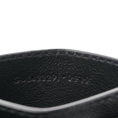 Saint Laurent Grain De Poudre Matelasse Chevron Monogram Credit Card Case Black 7 of 8