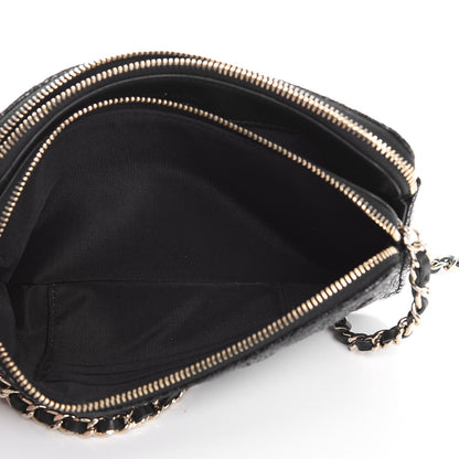 Chanel Crackled Patent Calfskin Quilted Small Clutch With Pearl Chain Black 9 of 11