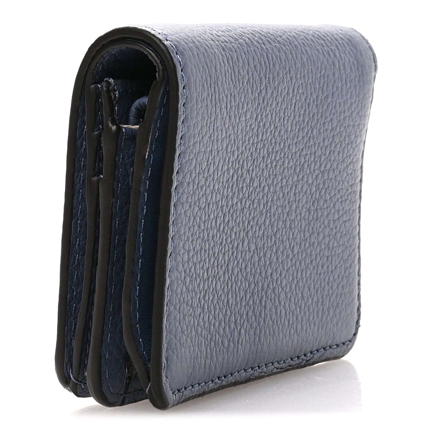 Grained Calfskin Marcie Compact Wallet Royal Navy
