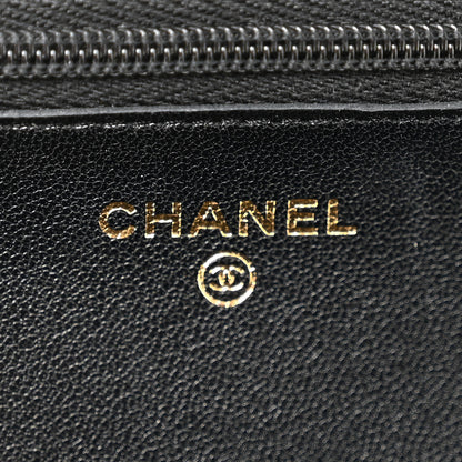 Chanel Lambskin Patent Calfskin Quilted Hold The Line CC Wallet On Chain WOC Black 6 of 12