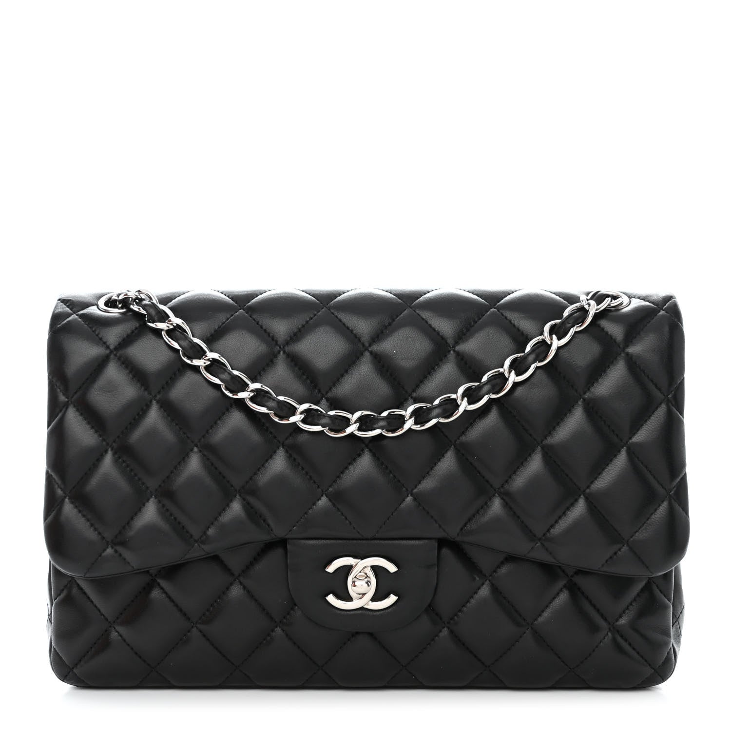 Chanel Lambskin Quilted Jumbo Double Flap Black 1 of 12