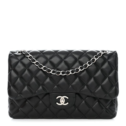 Chanel Lambskin Quilted Jumbo Double Flap Black 1 of 12
