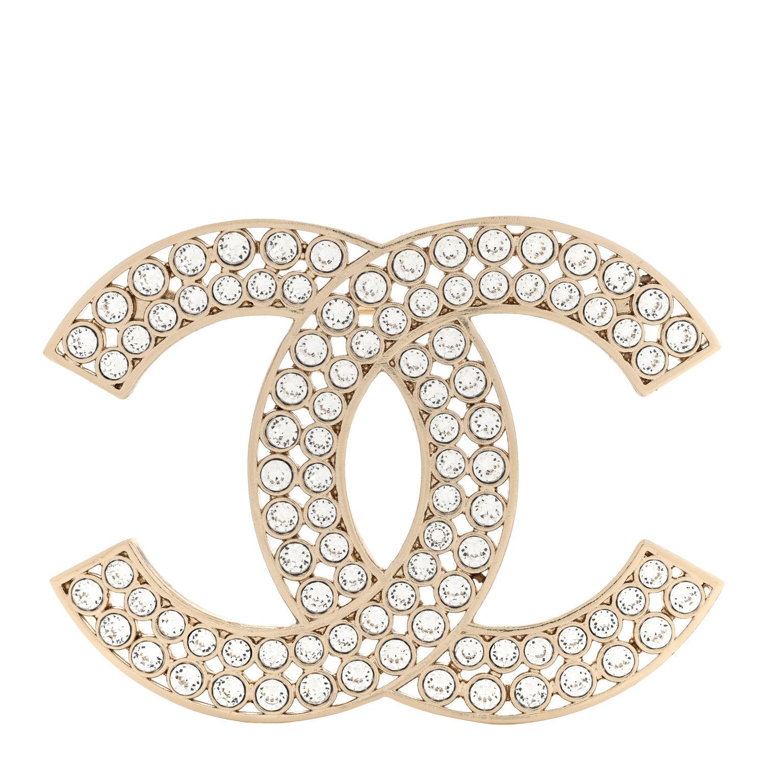 Chanel Metal Crystal CC Brooch Gold 1 of 5