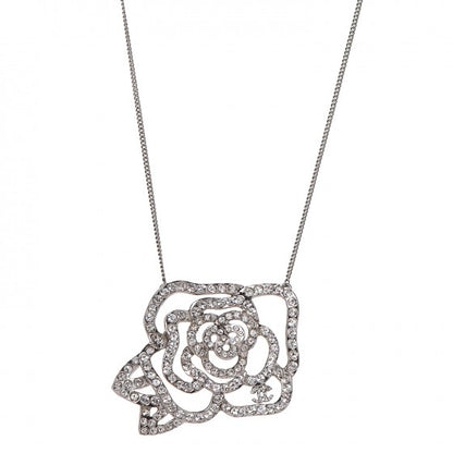 Chanel Swarovski Crystal Camellia CC Necklace Silver 1 of 3