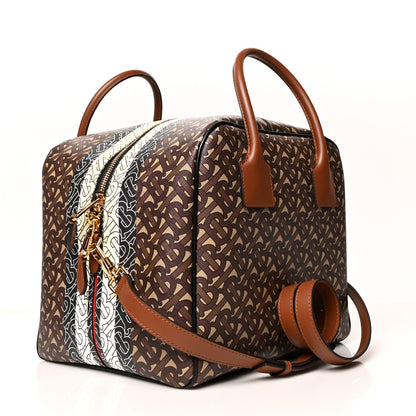 Burberry E-canvas Monogram Stripe Medium Cube Bowling Bag Bridle Brown 3 of 11