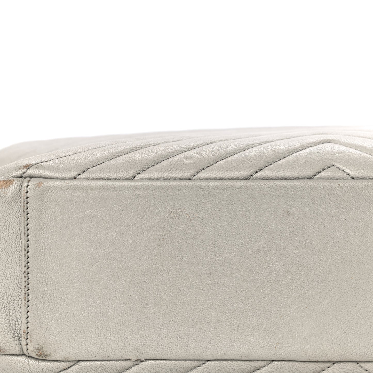 Sheepskin Matelasse Large Monogram College Satchel Light Grey