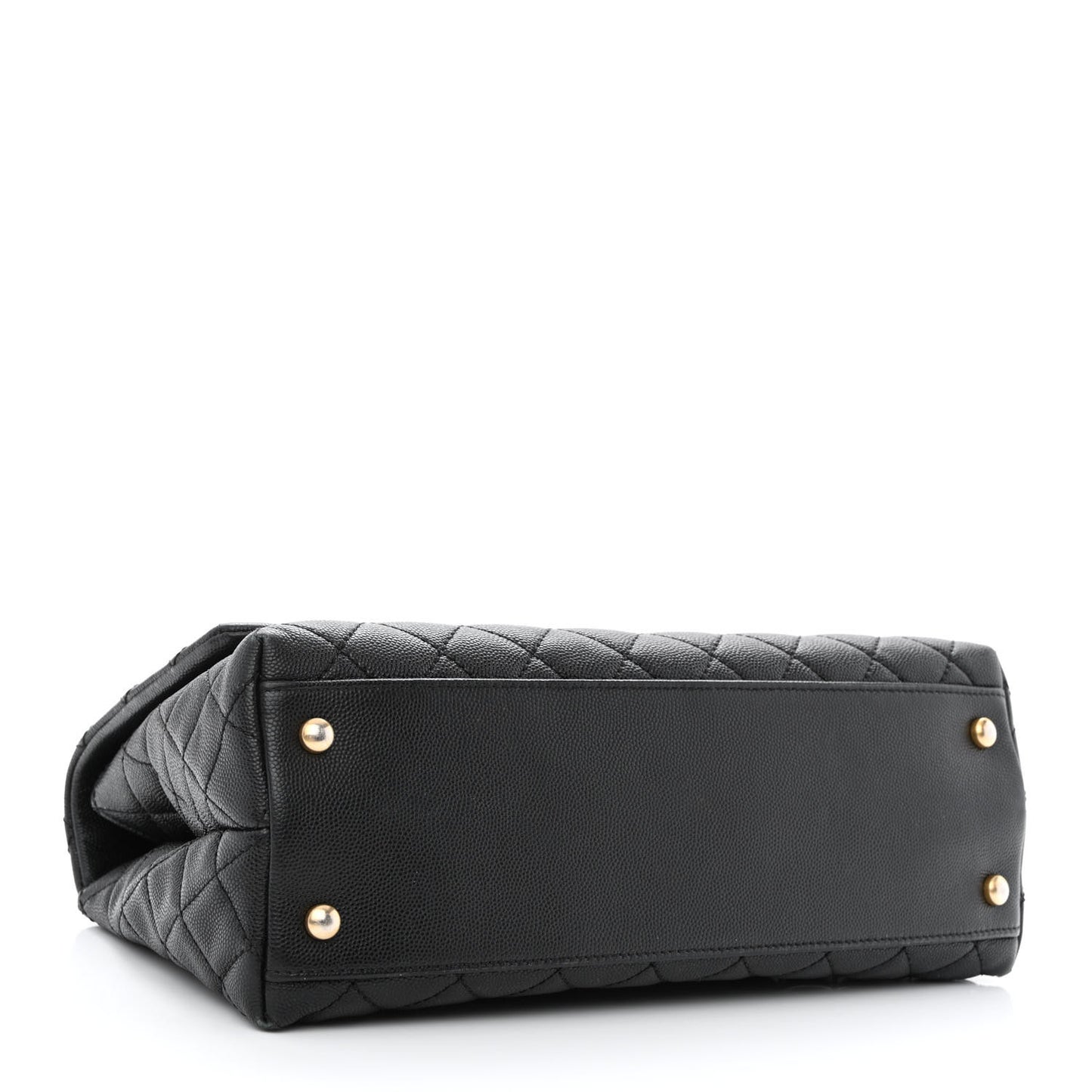 Caviar Lizard Embossed Quilted Small Coco Handle Flap Black