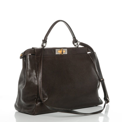 Fendi Goatskin Large Peekaboo Iconic Satchel Moro Grigio 3 of 7
