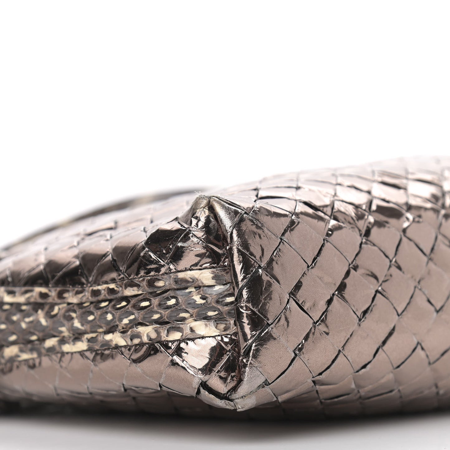 Metallic Ayers Intrecciato Nodini Crossbody Messenger Pewter