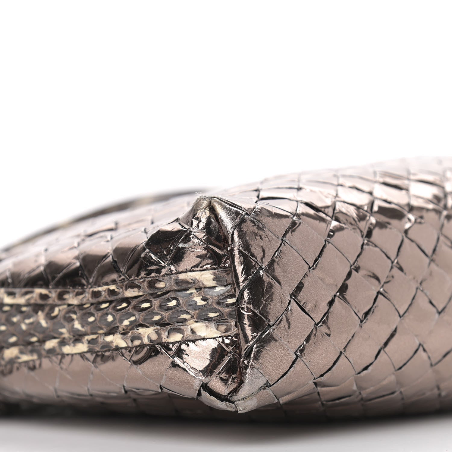 Bottega Veneta Metallic Ayers Intrecciato Nodini Crossbody Messenger Pewter 8 of 9