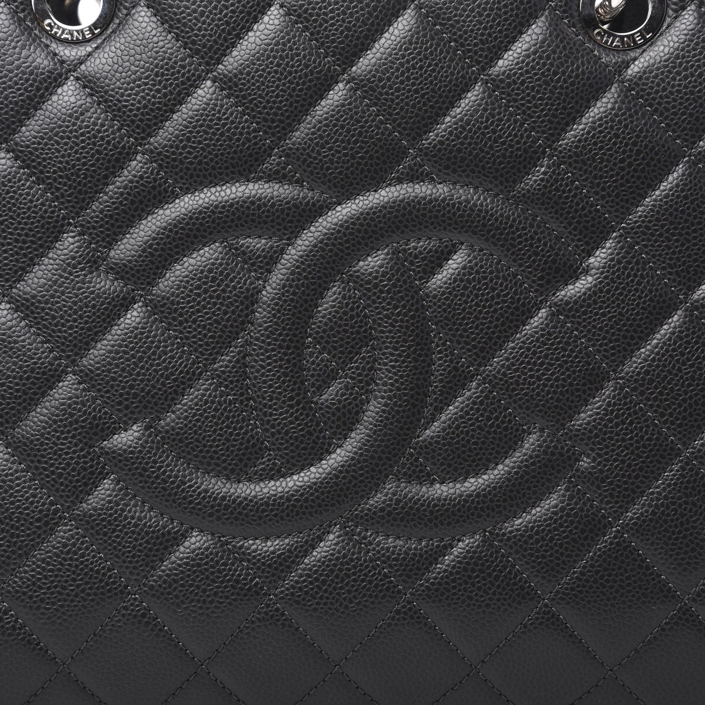 Caviar Quilted XL Grand Shopping Tote GST Dark Grey