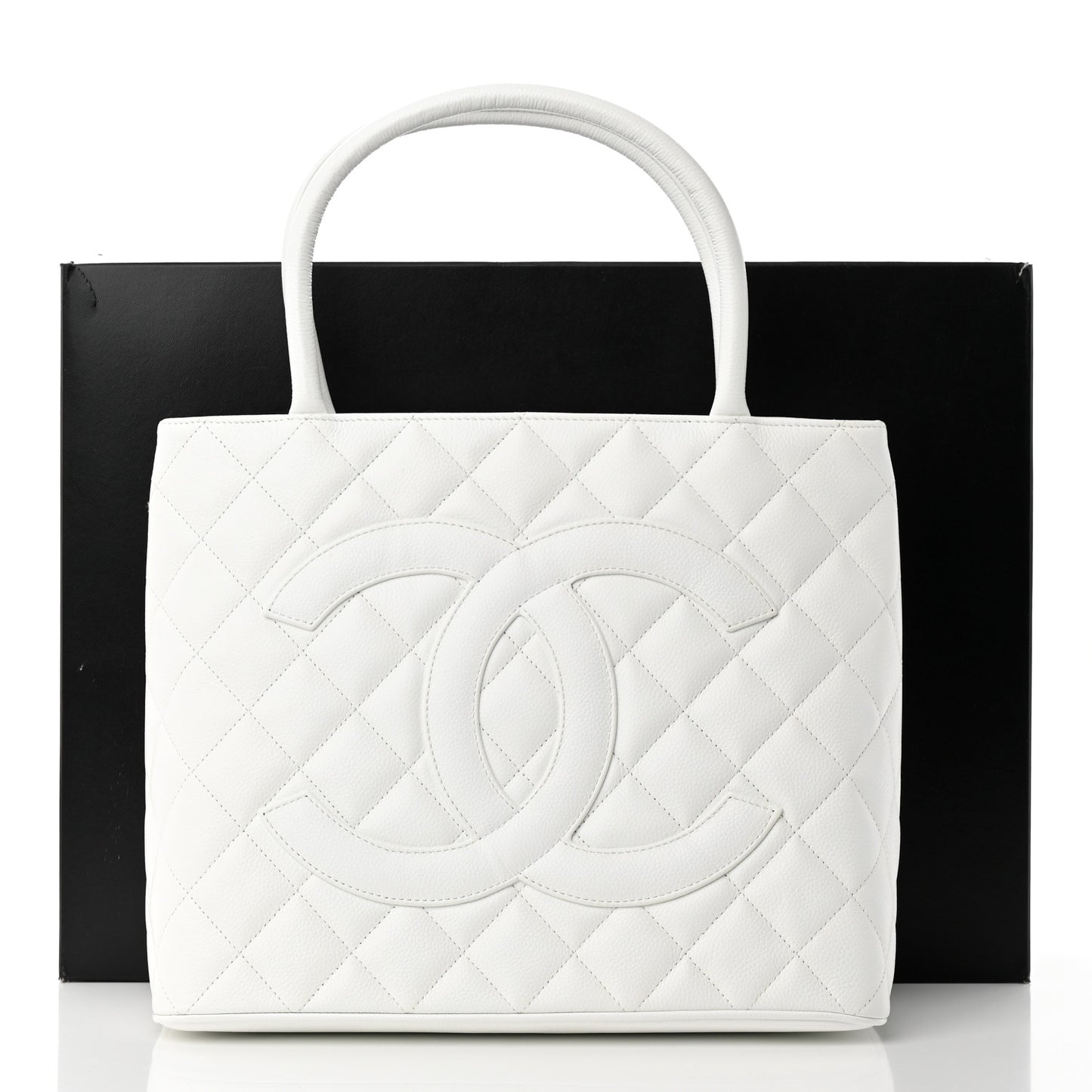 Caviar Quilted Medallion Tote White