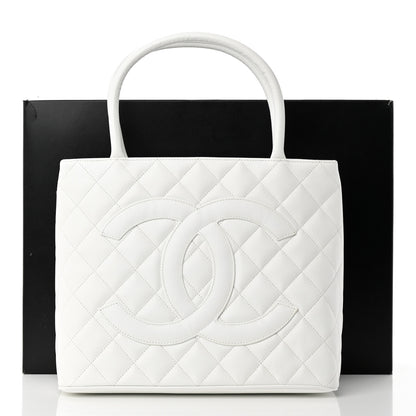 Chanel Caviar Quilted Medallion Tote White 16 of 16