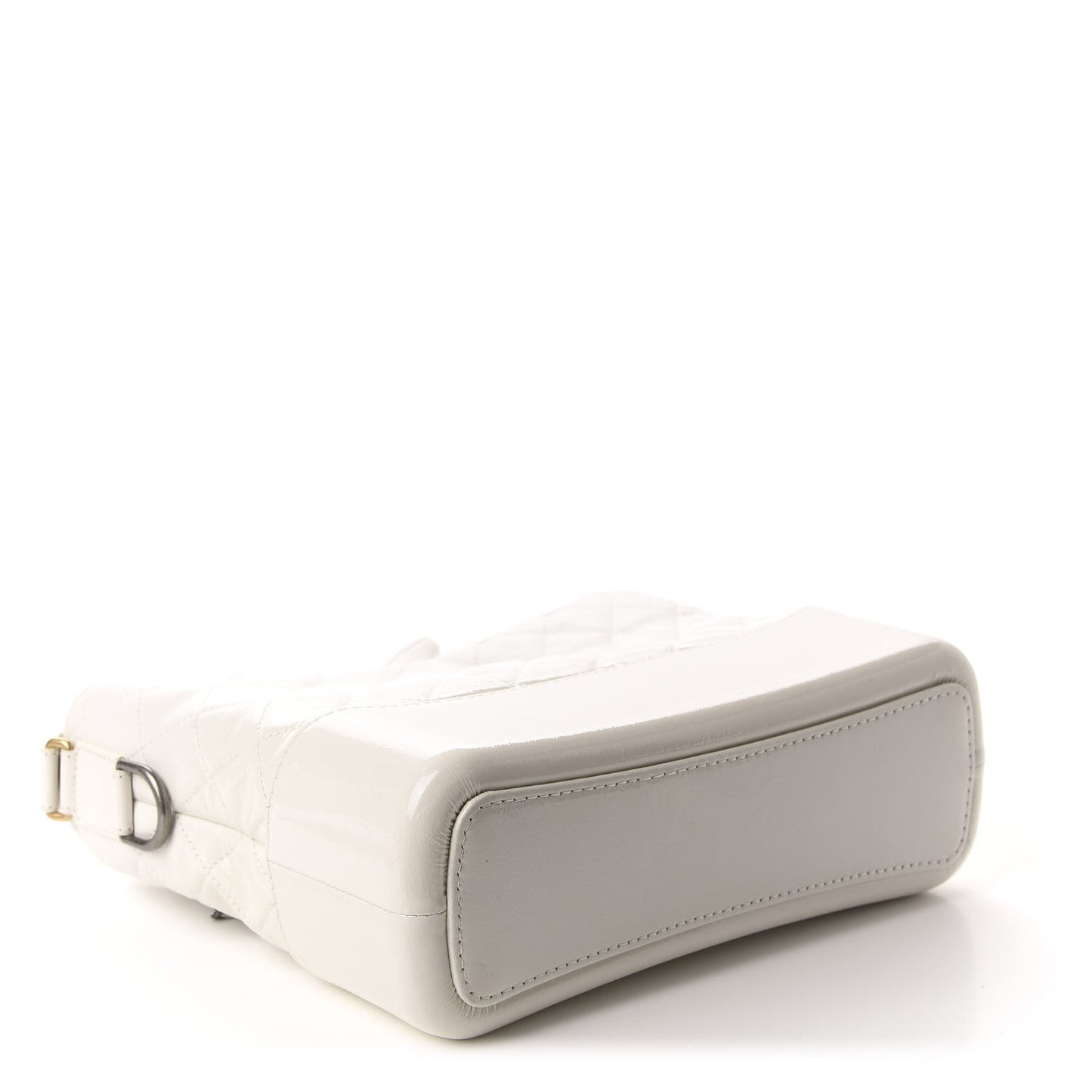 Patent Goatskin Quilted Medium Gabrielle Hobo White