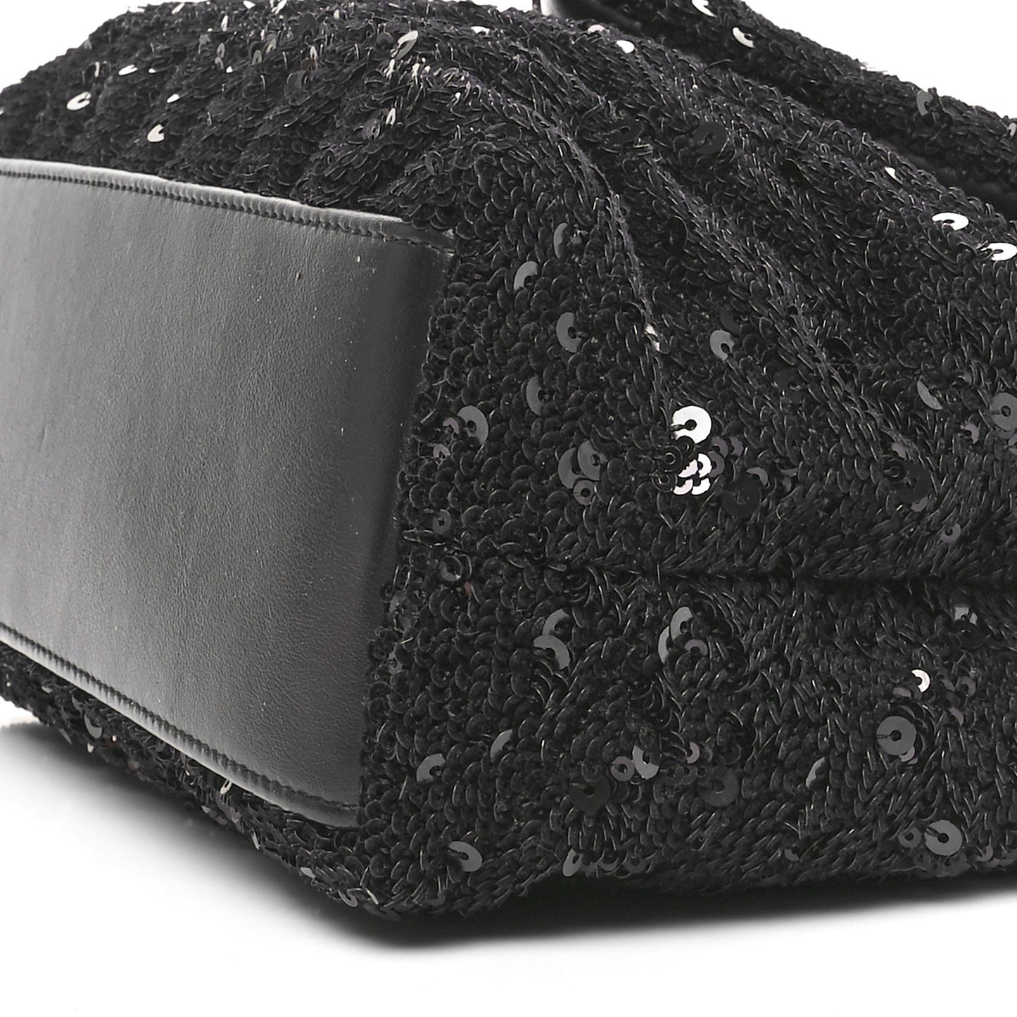 Sequin Y Quilted Monogram Small Loulou Chain Satchel Black