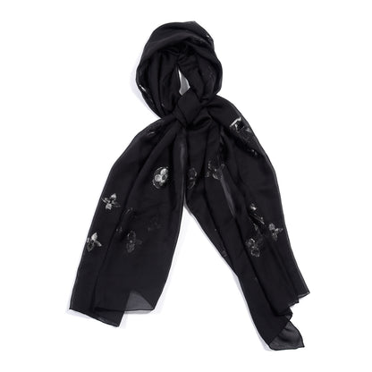 Louis Vuitton Silk Polyamide Sheer Monogram Scarf Black 1 of 3