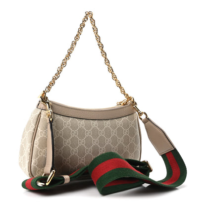 Gucci GG Supreme Monogram Textured Dollar Calfskin Web Small Ophidia GG Handbag Beige Mystic White Oatmeal 3 of 10
