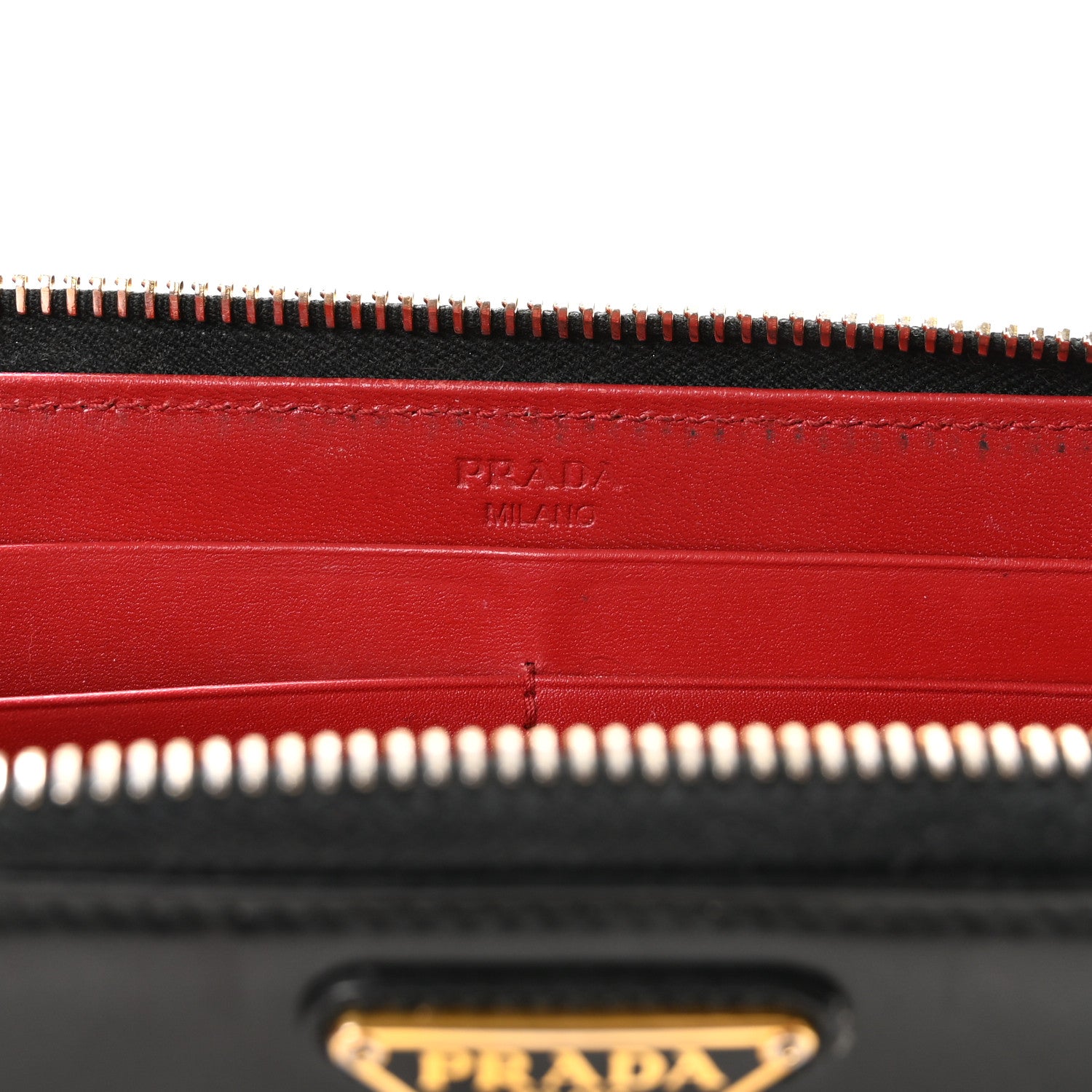 Prada Spazzolato Triangle Half Zip Wallet Black 6 of 6