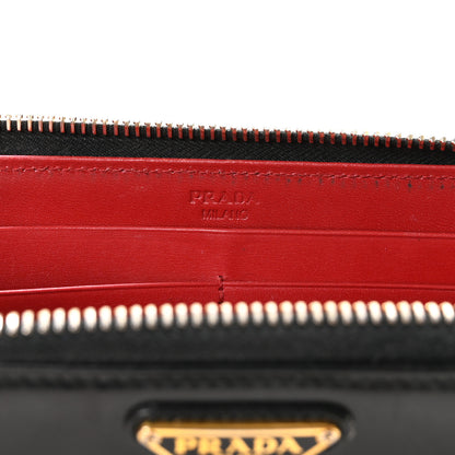 Prada Spazzolato Triangle Half Zip Wallet Black 6 of 6