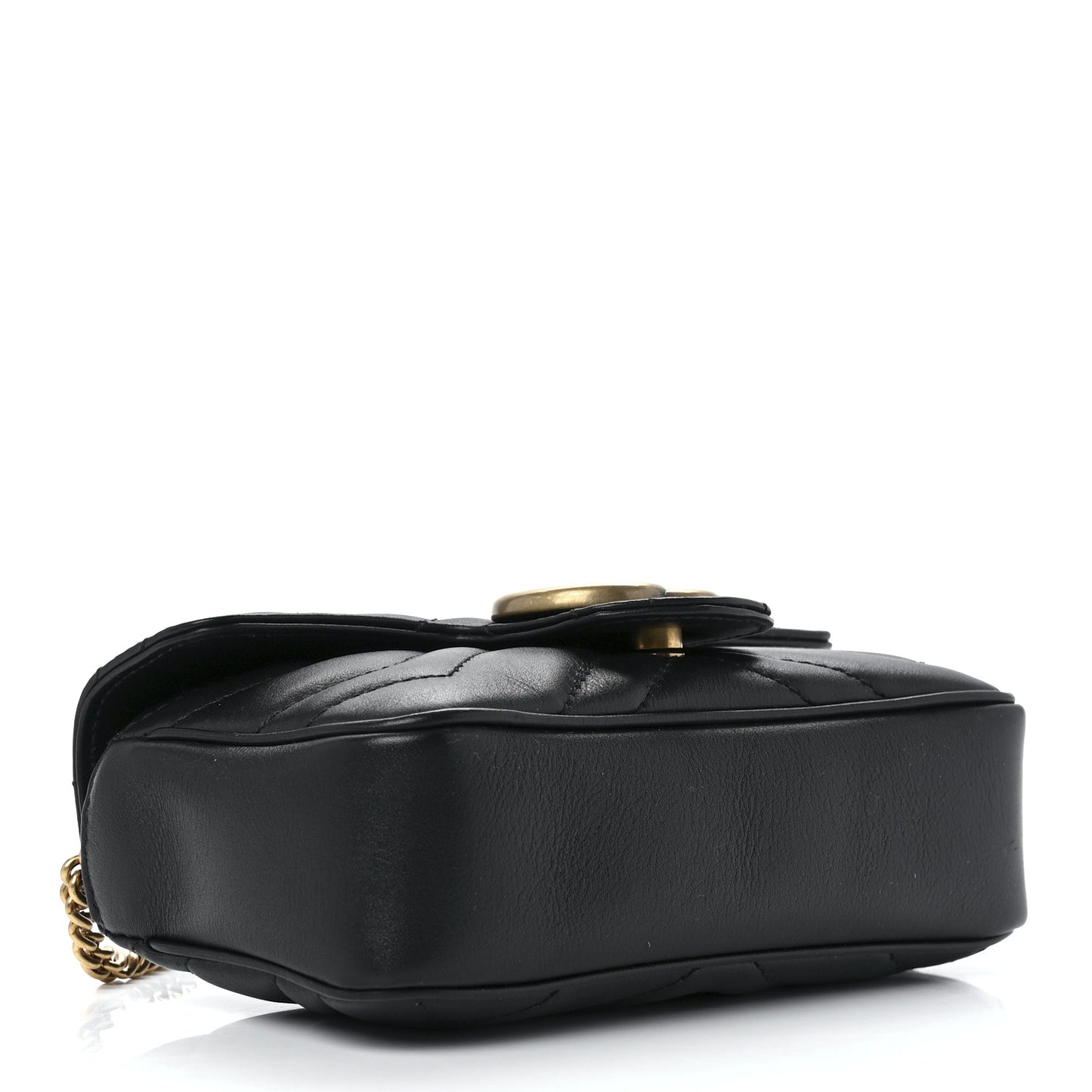 Calfskin Matelasse Super Mini GG Marmont Shoulder Bag Black