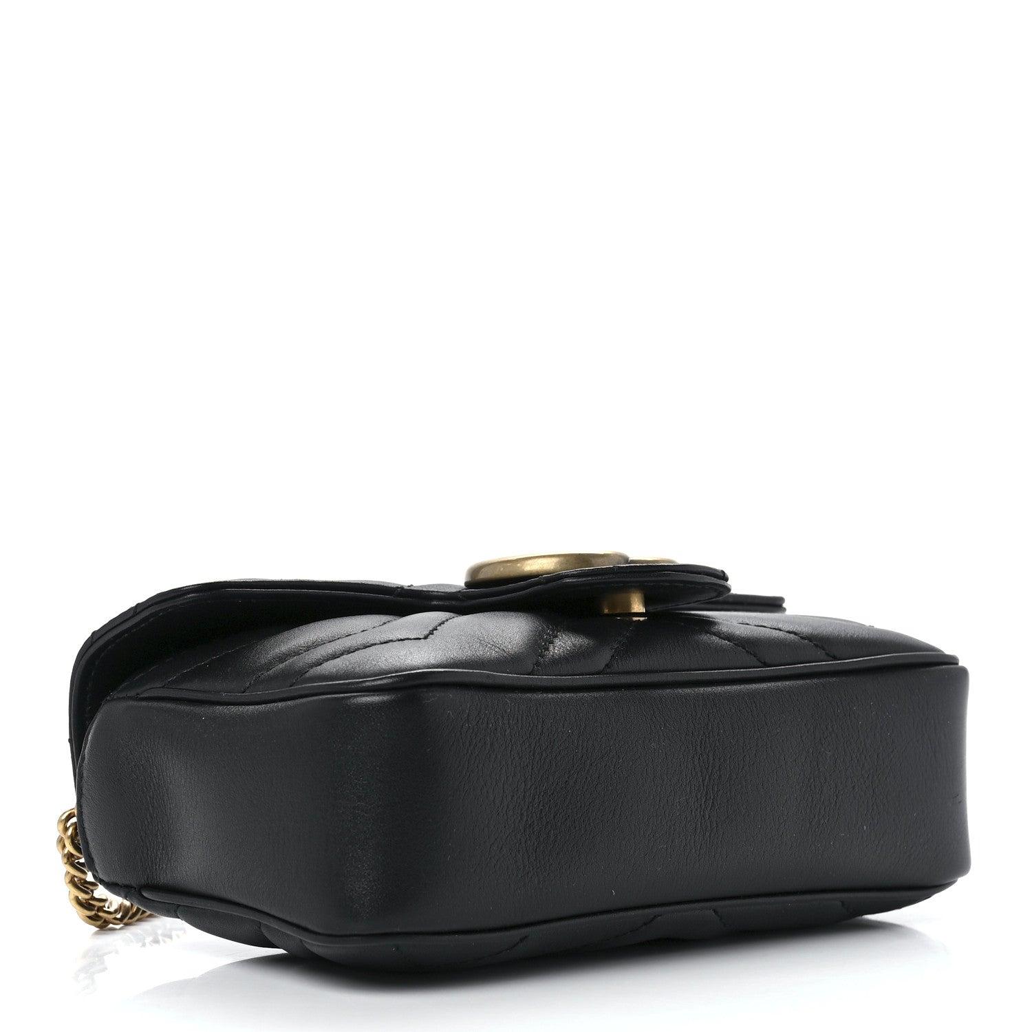 Gucci Calfskin Matelasse Super Mini GG Marmont Shoulder Bag Black 4 of 12