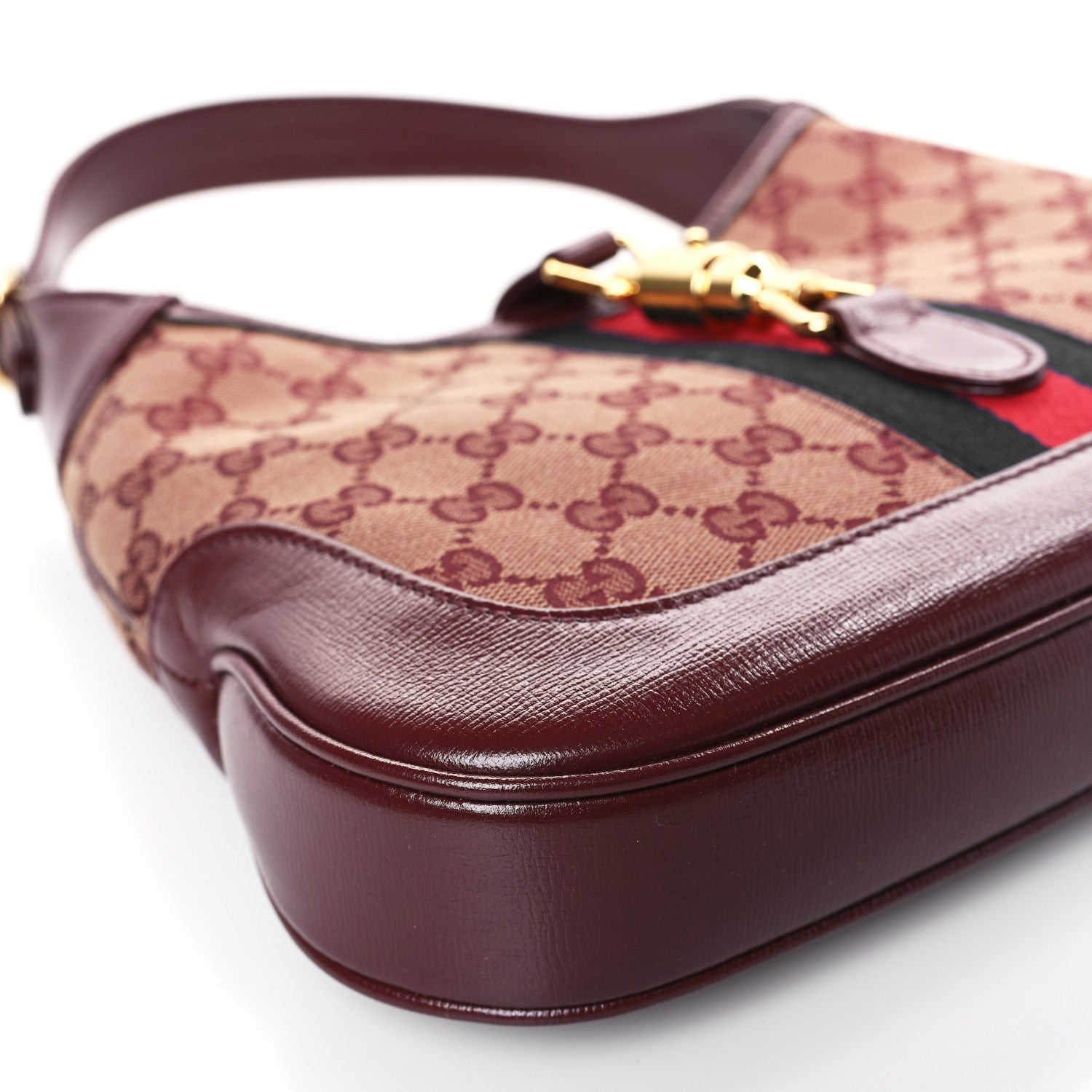 Gucci Monogram Azalea Calfskin Web Small Jackie 1961 Hobo Sahara Rubino Chardonnay 8 of 9