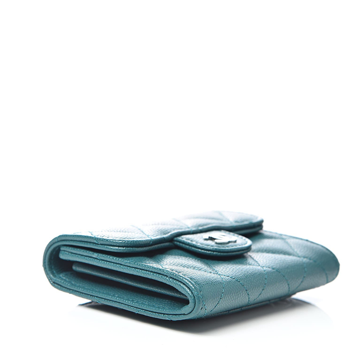 Chanel Caviar Quilted Card Holder Wallet Dark Turquoise 4 of 9