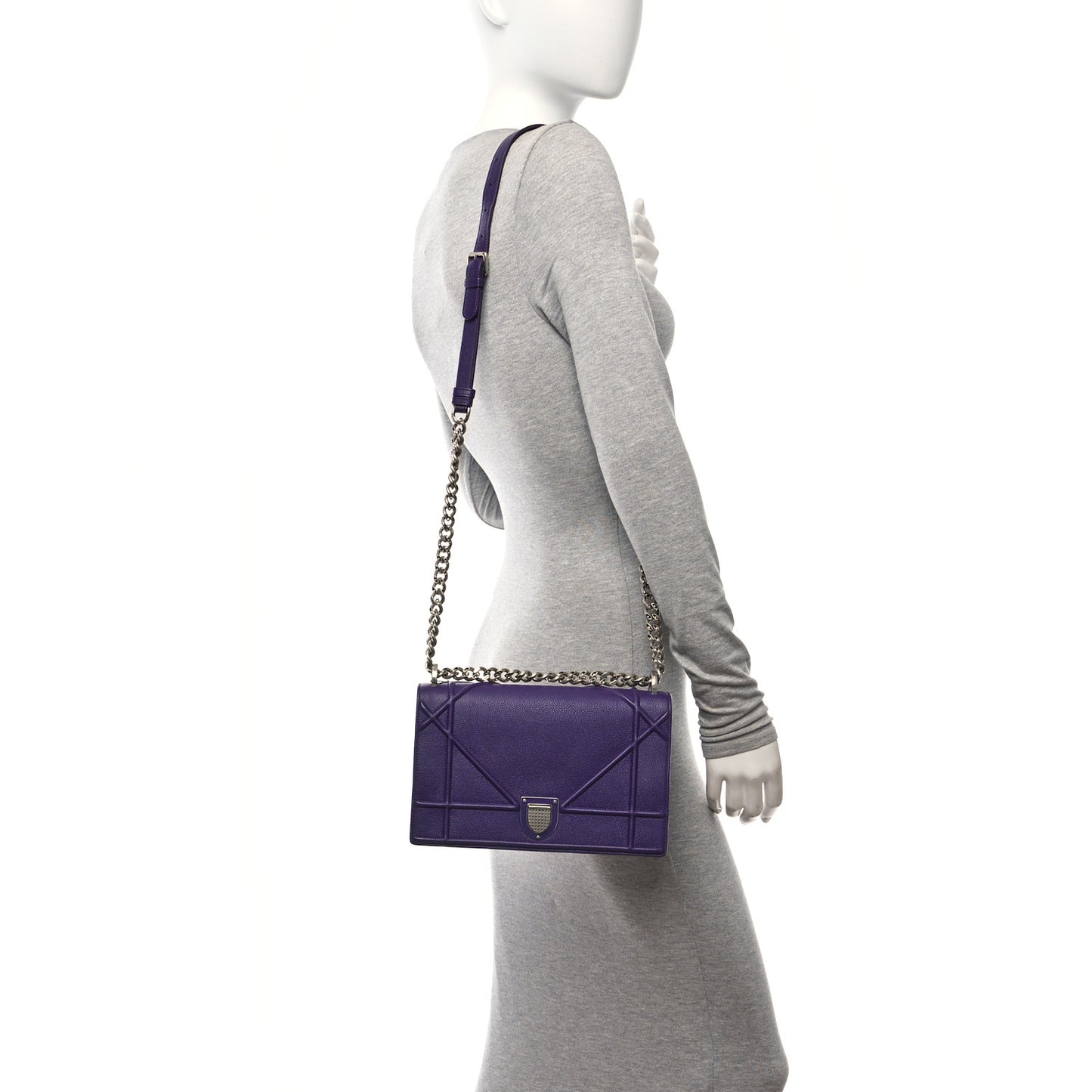 Grained Calfskin Medium Diorama Flap Bag Purple