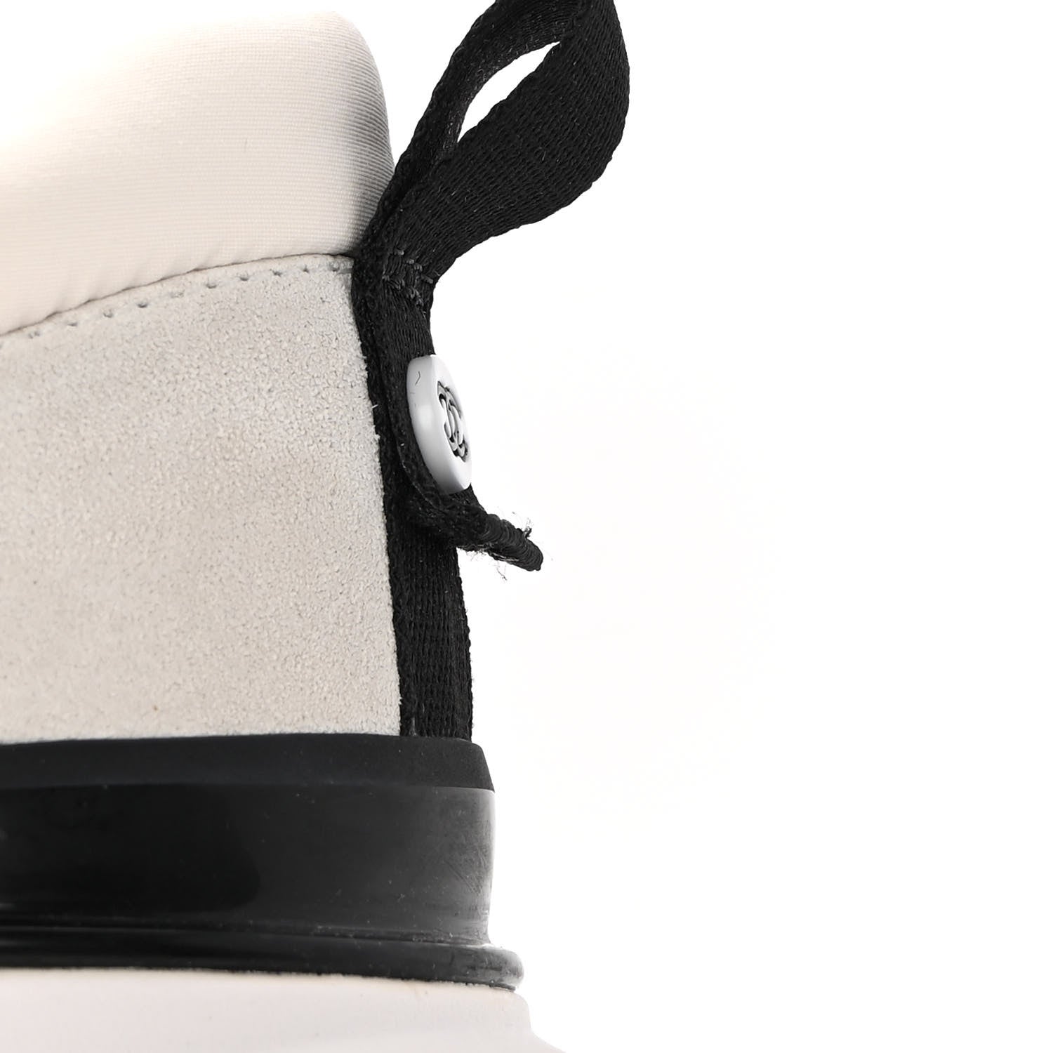 Chanel Calfskin Mesh Lycra Suede Womens Logo Sneakers 38.5 White 9 of 10
