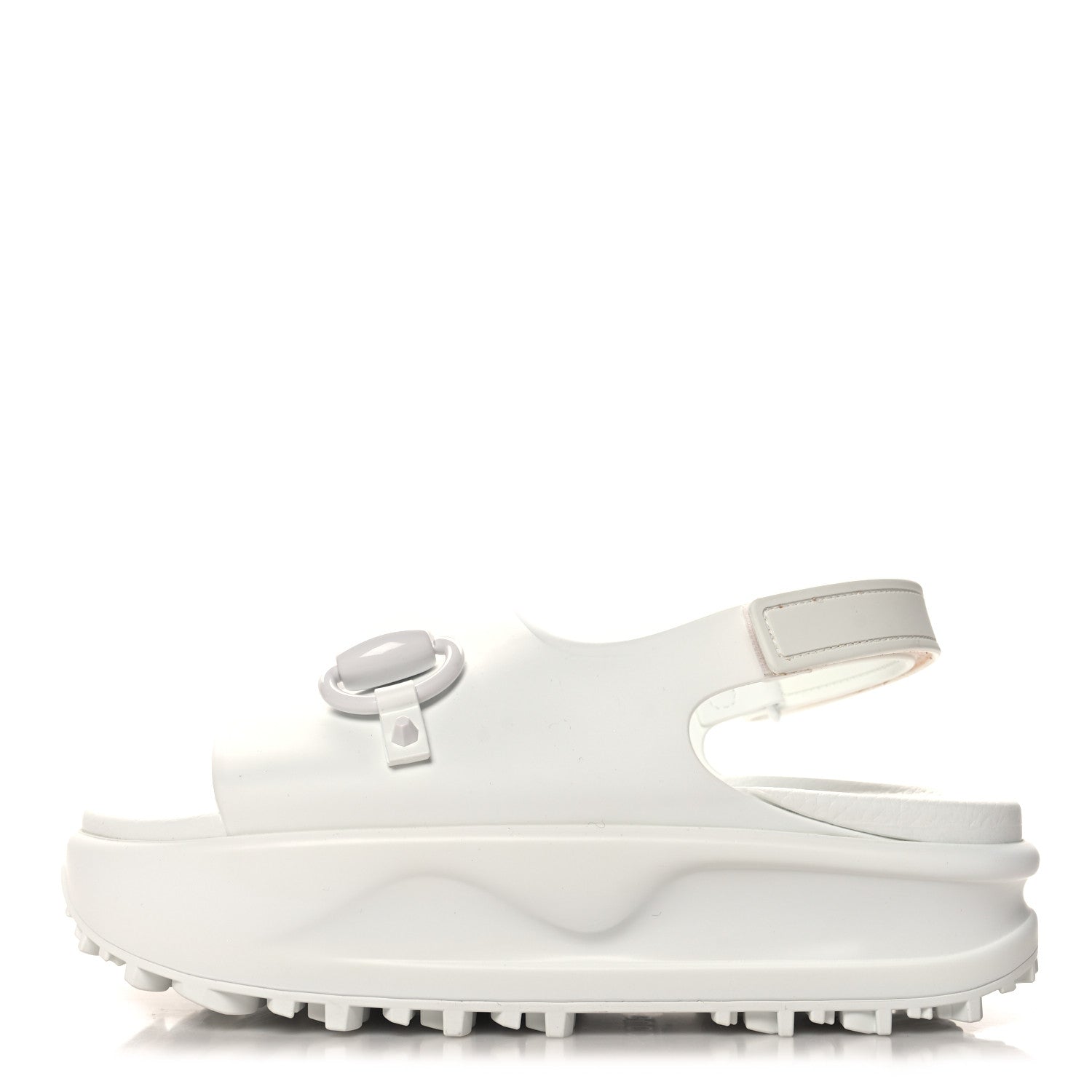 Gucci Soft Rubber Horsebit Touch Womens Strapped Sandals 37 Great White 1 of 9