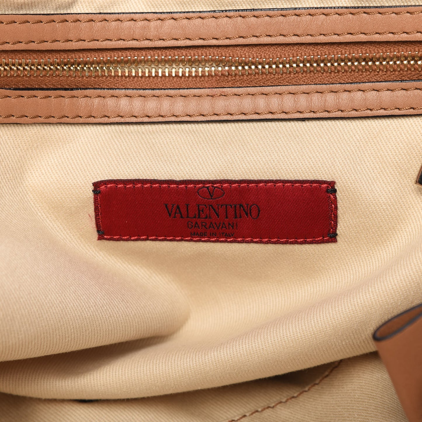 Nappa Double Pocket Bow Tote Camel