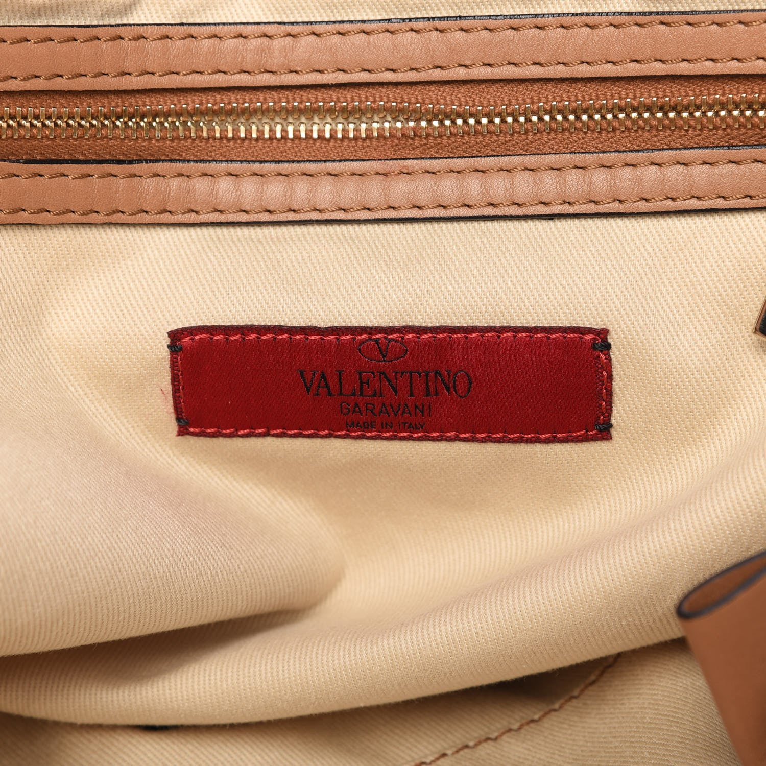 Valentino Garavani Nappa Double Pocket Bow Tote Camel 8 of 13