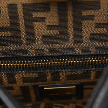 Fendi Goatskin Zucca Large Peekaboo Iconic Satchel Black Tobacco 6 of 14