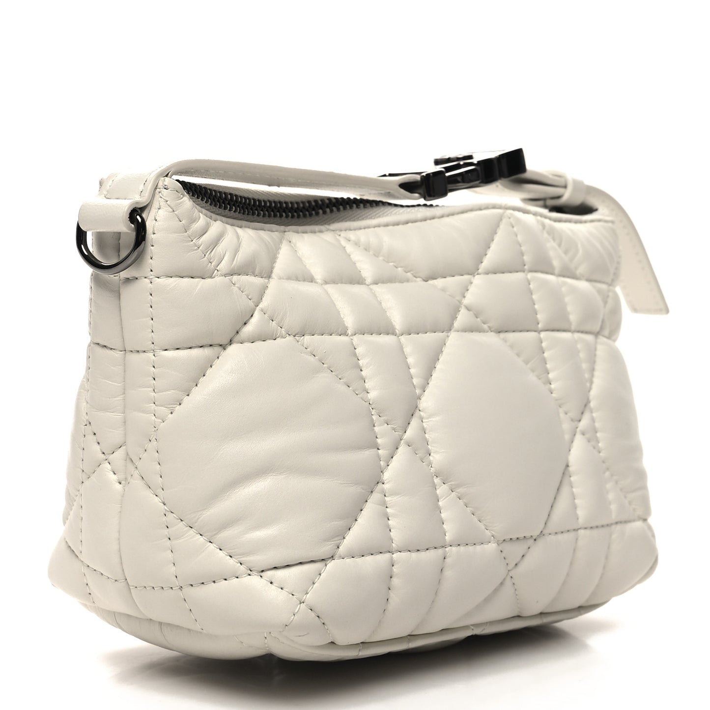Calfskin Macrocannage Small Diortravel Nomad Pouch Ivory