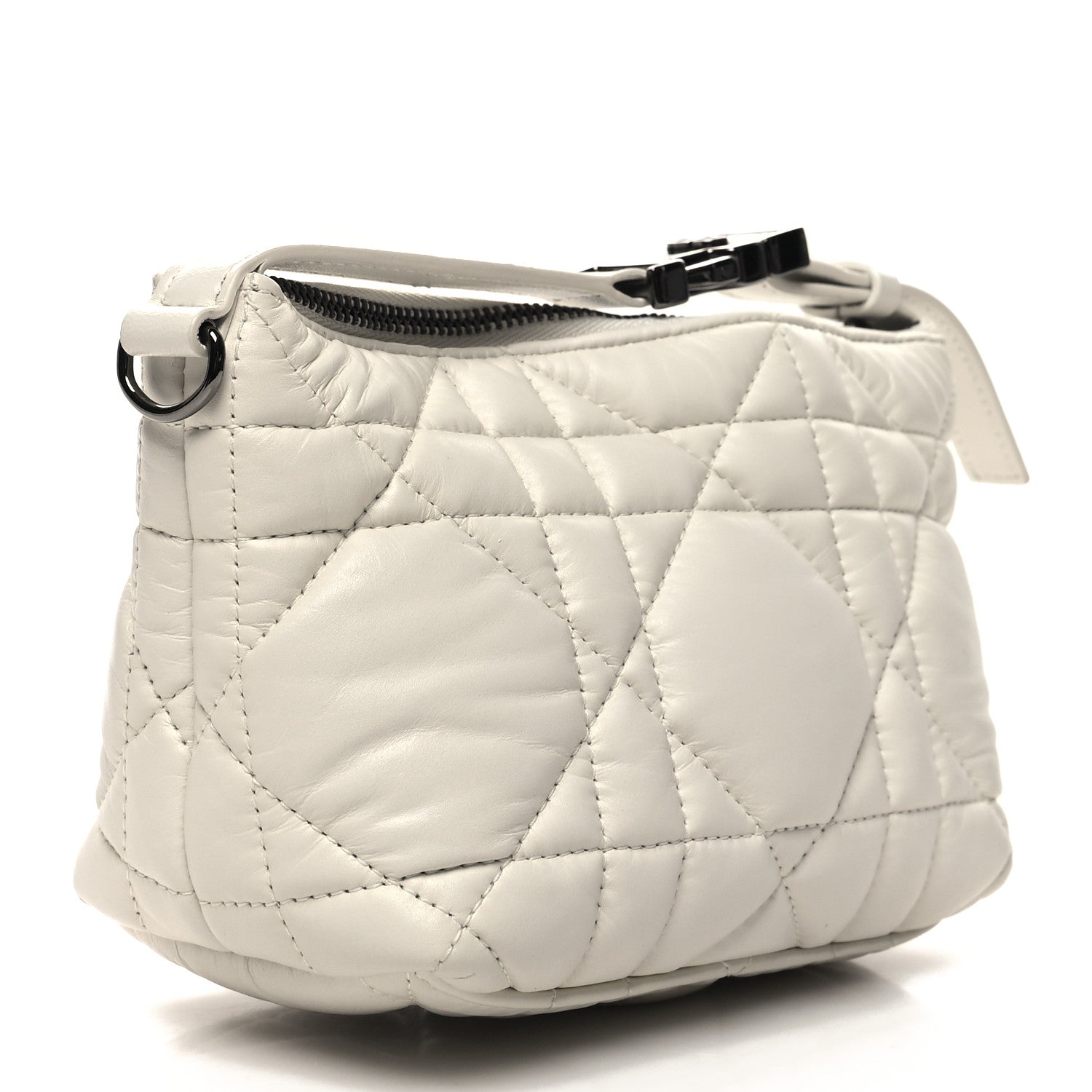 Christian Dior Calfskin Macrocannage Small Diortravel Nomad Pouch Ivory 3 of 10