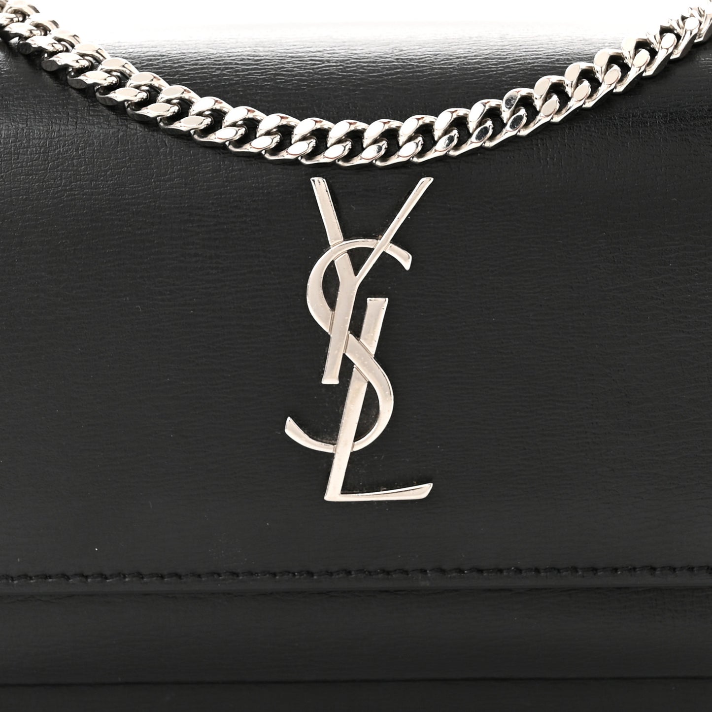Calfskin Monogram Sunset Chain Wallet Black