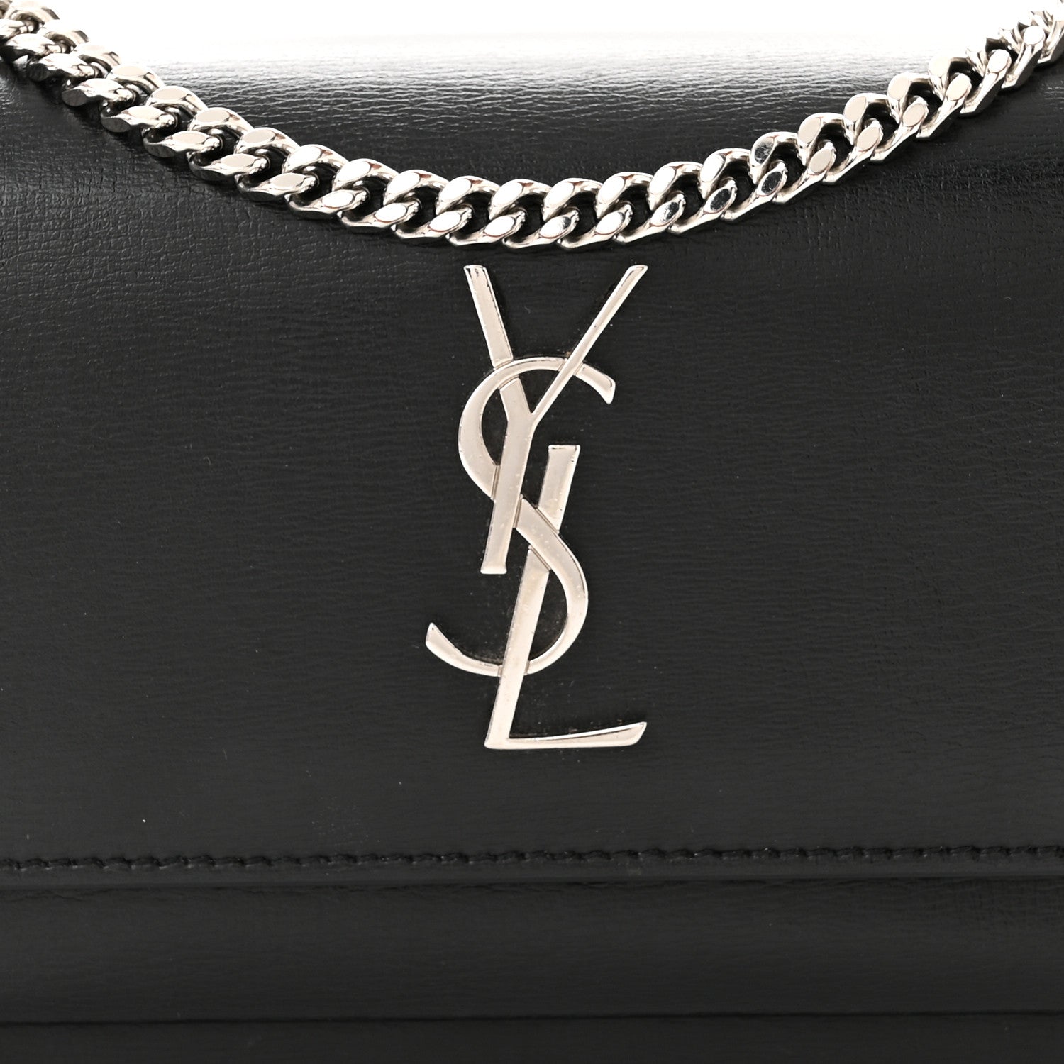 Saint Laurent Calfskin Monogram Sunset Chain Wallet Black 8 of 12