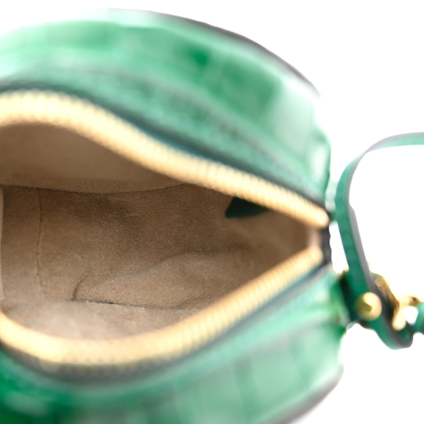 Calfskin Crocodile Embossed Mini C Round Crossbody Woodsy Green