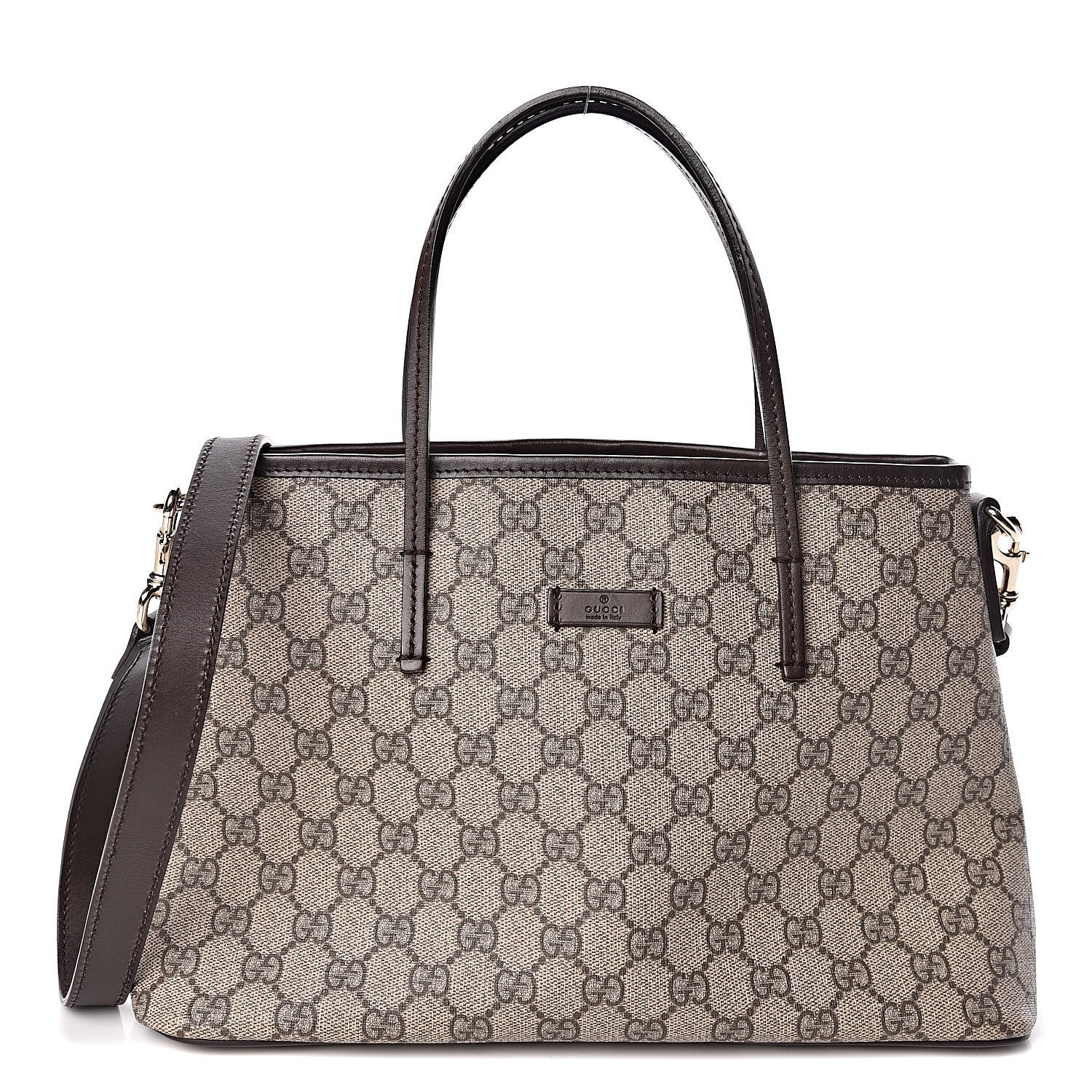 Gucci GG Supreme Monogram Small Zippered Tote Dark Brown 1 of 10