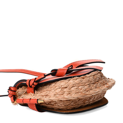 Loewe Calfskin Raffia Mini Gate Crossbody Bag Light Natural Orange 3 of 5